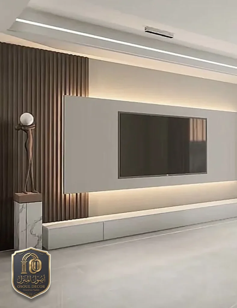 تركيب ديكورات بديل الخشب للتلفزيون